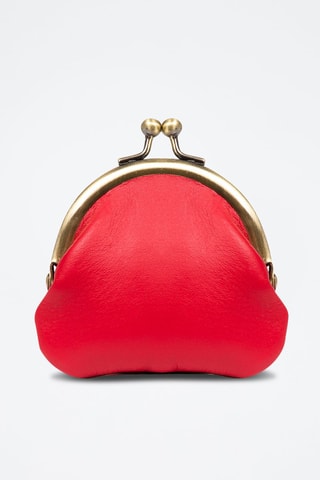 Porta-moedas em couro Vermelho - Firenze Artegiani - Vermelho e dourado