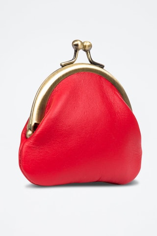 Porta-moedas em couro Vermelho - Firenze Artegiani - Vermelho e dourado