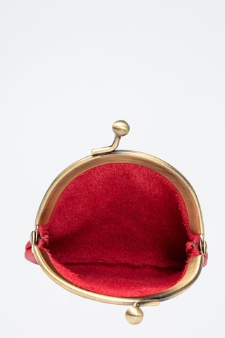 Porta-moedas em couro Vermelho - Firenze Artegiani - Vermelho e dourado