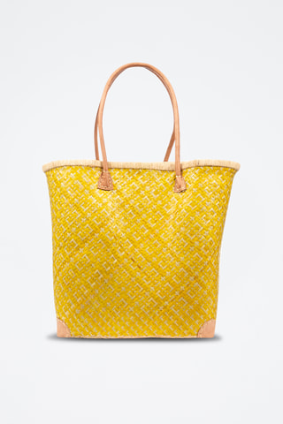 Panier en paille - 32 x 35 x 20 cm - Jaune