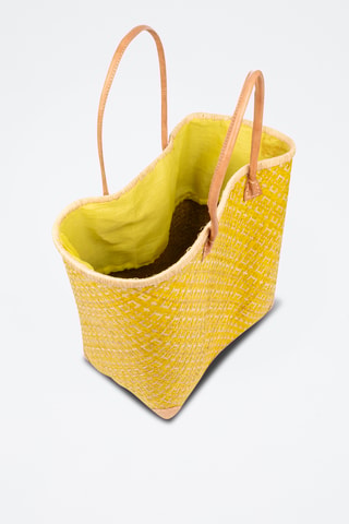 Panier en paille - 32 x 35 x 20 cm - Jaune