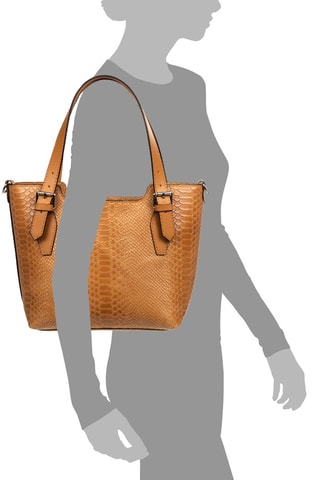 Mala de ombro em couro Camel - Castanho