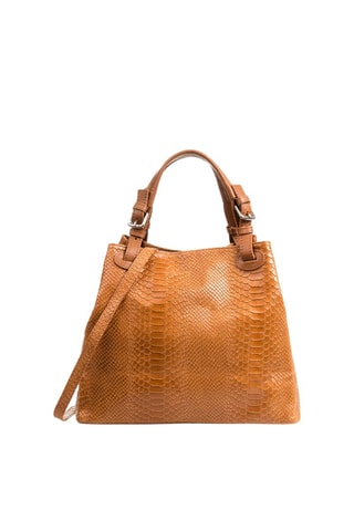 Mala shopper em couro Camel - Castanho