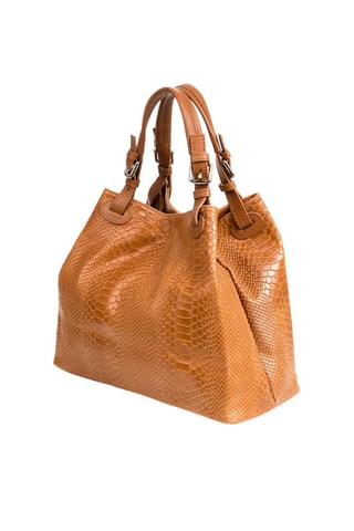 Mala shopper em couro Camel - Castanho