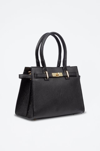 Mala de couro Banari - Preto - Preto e dourado