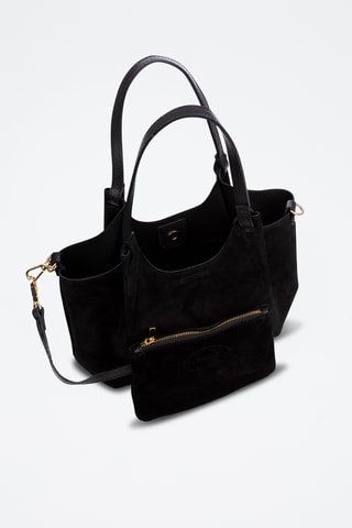 Mala shopper em nobuck - Preto