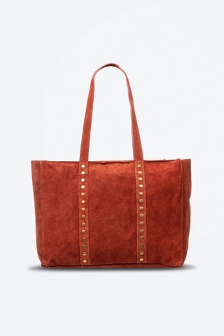 Mala de ombro em nobuck Vermelho-tijolo - Firenze Artegiani - Dourado e vermelho