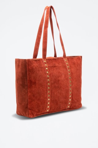 Mala de ombro em nobuck Vermelho-tijolo - Firenze Artegiani - Dourado e vermelho