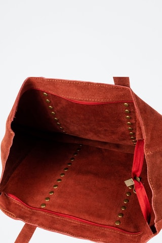 Mala de ombro em nobuck Vermelho-tijolo - Firenze Artegiani - Dourado e vermelho