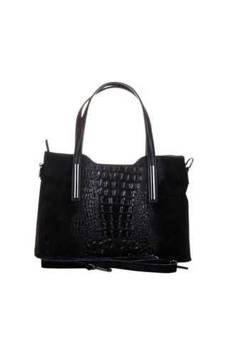 Mala shopper em nobuck - Preto e prateado - Preto