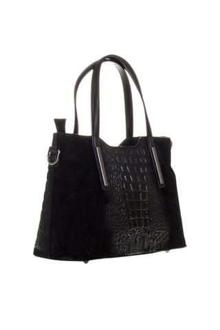 Mala shopper em nobuck - Preto e prateado - Preto