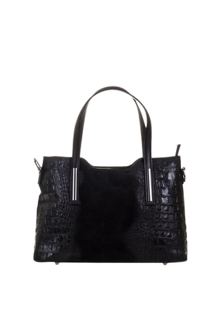 Mala shopper em nobuck - Preto e prateado - Preto