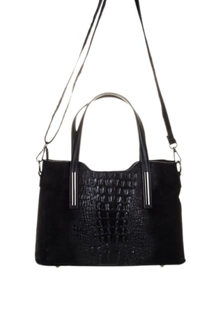 Mala shopper em nobuck - Preto e prateado - Preto