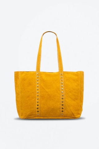Mala shopper em nobuck - Mostarda - Castanho e dourado