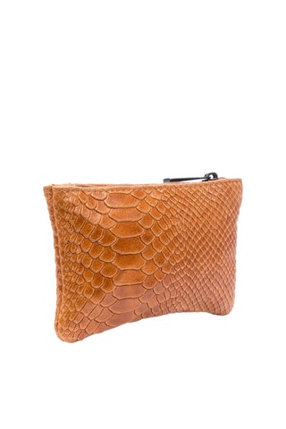 Porta-moedas em couro Camel - Castanho