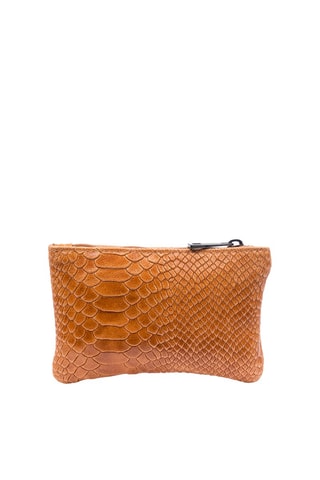 Porta-moedas em couro Camel - Castanho