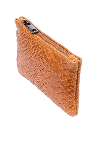 Porta-moedas em couro Camel - Castanho
