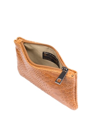 Porta-moedas em couro Camel - Castanho