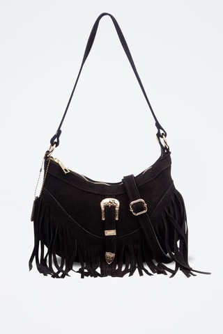 Mala de ombro em nobuck - Preto - Preto