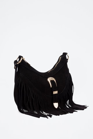 Mala de ombro em nobuck - Preto - Preto