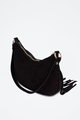 Mala de ombro em nobuck - Preto - Preto