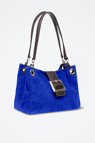 Mala de ombro em couro - Azul-eléctrico - Azul e preto
