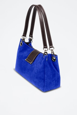 Mala de ombro em couro - Azul-eléctrico - Azul e preto