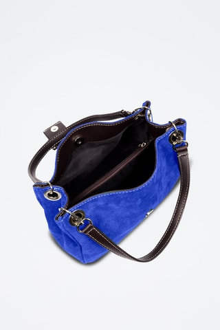 Mala de ombro em couro - Azul-eléctrico - Azul e preto