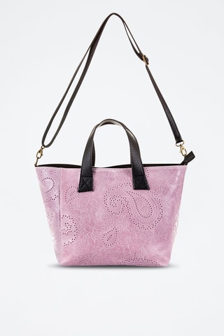 Mala shopper em nobuck - Rosa - Preto e rosa