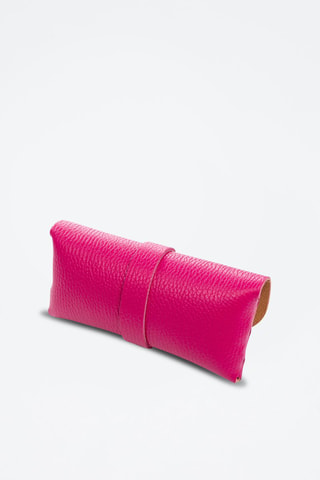 Pochete em couro - rosa - Rosa e dourado