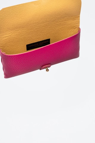Pochete em couro - rosa - Rosa e dourado