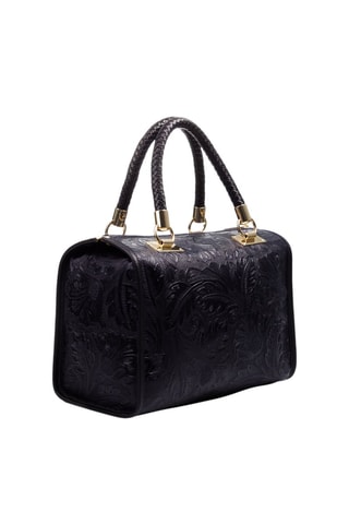 Mala bowling em couro - Preto e dourado - Preto e dourado