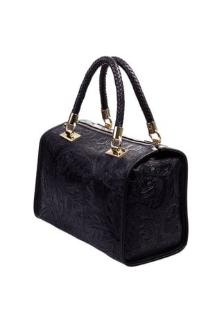 Mala bowling em couro - Preto e dourado - Preto e dourado
