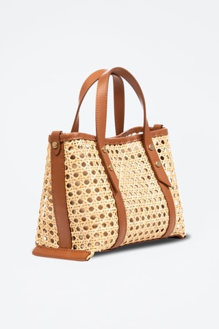 Mala shopper em couro Apollosa Camel - Bege e castanho