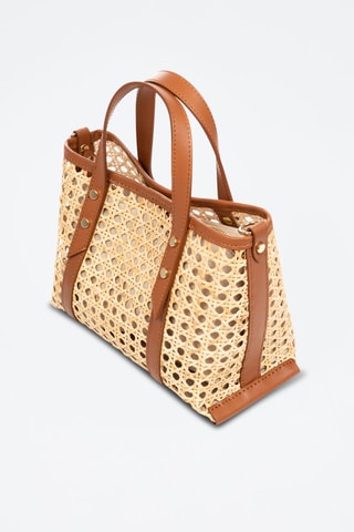 Mala shopper em couro Apollosa Camel - Bege e castanho