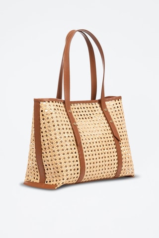 Mala shopper em couro Apulia - Camel e bege - Bege e castanho