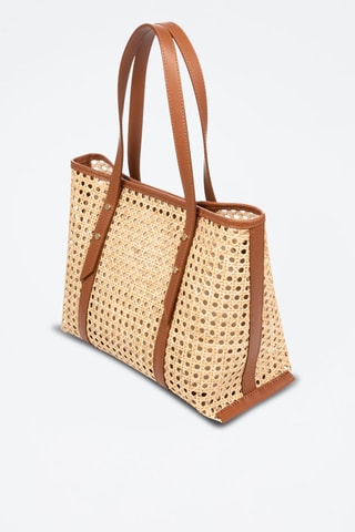 Mala shopper em couro Apulia - Camel e bege - Bege e castanho