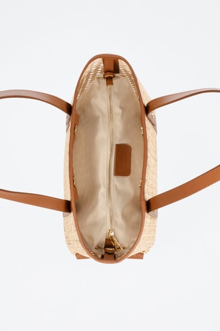 Mala shopper em couro Apulia - Camel e bege - Bege e castanho