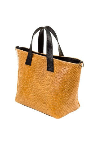 Mala shopper em couro - Camel - Preto e castanho