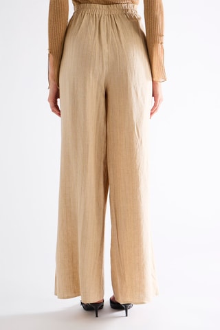 Pantalon en lin taille haute - Beige