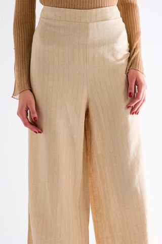 Pantalon en lin taille haute - Beige