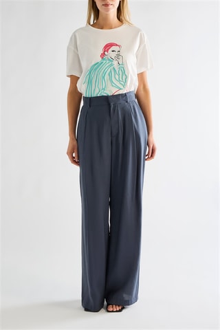 Pantalon taille haute - Bleu foncé