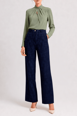 Pantalon wide legs - Bleu foncé