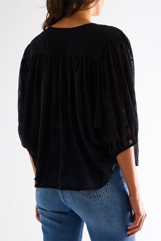 Top en broderie anglaise - Noir