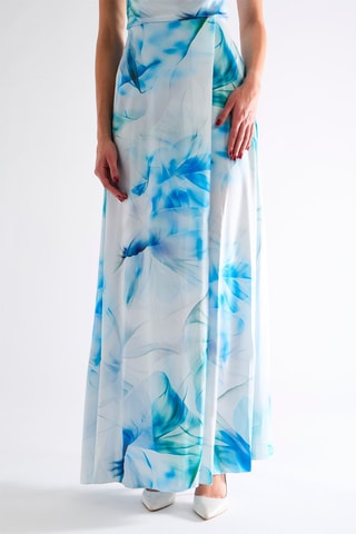 Robe longue - Blanc et turquoise