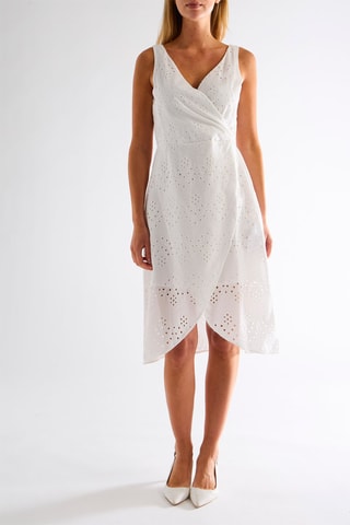 Robe portefeuille en broderie anglaise - Blanc