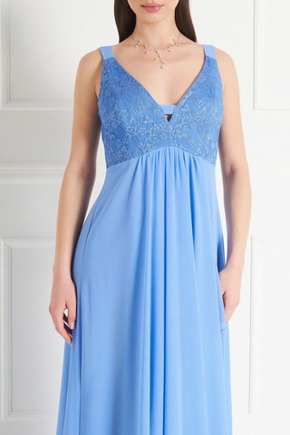 Robe longue bi-matière - Bleu
