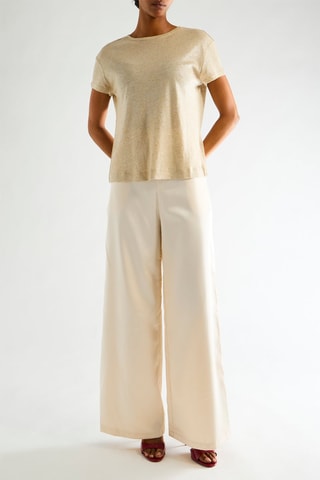 T-shirt en lin - Beige clair chiné