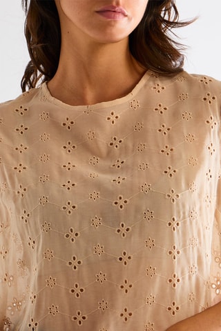 Blouse en broderie anglaise - Beige
