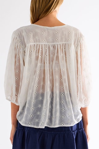 Blouse en broderie anglaise - Blanc